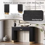Consolle Nera e Oro con Cassetto | Design a Costine Verticali | 1 Pezzo