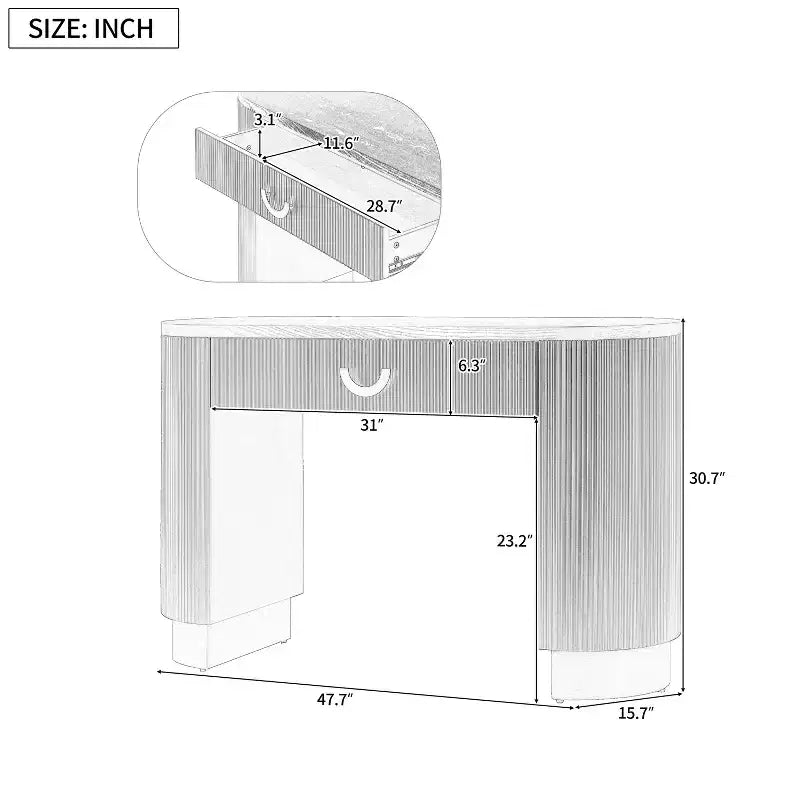 Consolle Nera e Oro con Cassetto | Design a Costine Verticali | 1 Pezzo