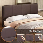 Letto a piattaforma Caffè/Verde con luce LED e testiera in pelle PU – Matrimoniale francese (1 persona) / Matrimoniale (2 persone)