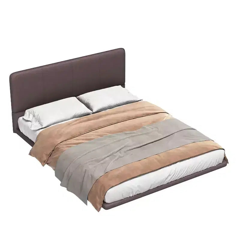 Letto a piattaforma Caffè/Verde con luce LED e testiera in pelle PU – Matrimoniale francese (1 persona) / Matrimoniale (2 persone)