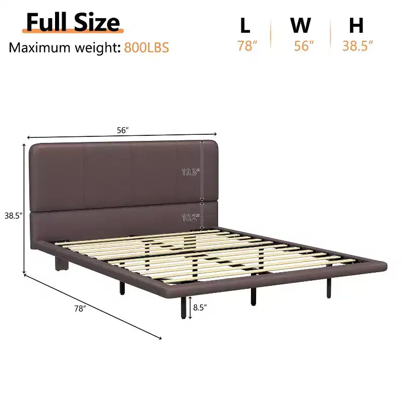 Letto a piattaforma Caffè/Verde con luce LED e testiera in pelle PU – Matrimoniale francese (1 persona) / Matrimoniale (2 persone)