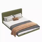 Letto a piattaforma Caffè/Verde con luce LED e testiera in pelle PU – Matrimoniale francese (1 persona) / Matrimoniale (2 persone)