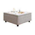 Pouf contenitore quadrato con piano sollevabile, colore nero/marrone/grigio scuro/grigio chiaro, con seduta per 1 persona, in similpelle