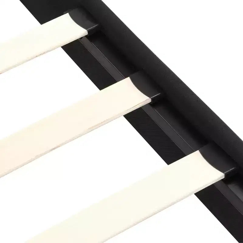 Letto a piattaforma King in lino beige con testiera imbottita, non è necessario il box spring, 1 persona