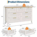 Cassettiera White Fluted a 7 cassetti, larghezza 120 cm