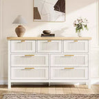 Cassettiera White Fluted a 7 cassetti, larghezza 120 cm
