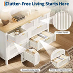 Cassettiera White Fluted a 7 cassetti, larghezza 120 cm