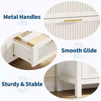 Cassettiera White Fluted a 7 cassetti, larghezza 120 cm