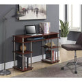 HomeStock 29 in.H Brown Color Acacia Wood Computer Desks with File Drawer