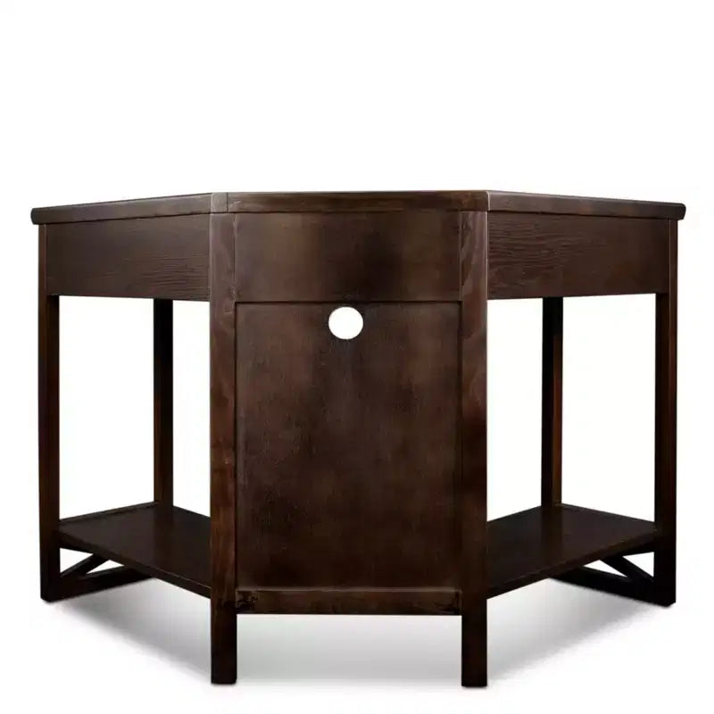 Scrivania singola in legno di acacia marrone con cassetto portadocumenti