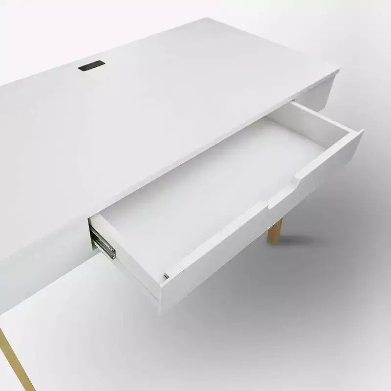 Scrivania per computer in legno di gomma marrone, senza cassetti, per 1 persona