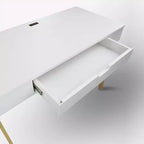 Scrivania per computer in legno di gomma marrone, senza cassetti, per 1 persona
