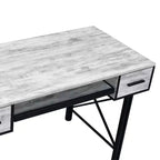 Scrivania per computer in impiallacciatura di legno grigio con cassettiera per documenti, singola