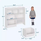 Libreria per Bambini con 5 Scomparti Aperti e 2 Cassetti con Ruote – Colore Bianco/Legno Naturale, Montaggio da 1 Persona