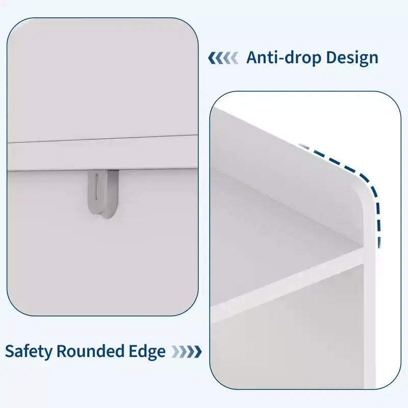 Libreria per Bambini con 5 Scomparti Aperti e 2 Cassetti con Ruote – Colore Bianco/Legno Naturale, Montaggio da 1 Persona