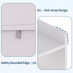 Libreria per Bambini con 5 Scomparti Aperti e 2 Cassetti con Ruote – Colore Bianco/Legno Naturale, Montaggio da 1 Persona