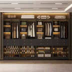 Organizzatore di Armadio Autoportante con Cassetti, Scarpiera e Asta Appendiabiti – Rovere Beige / Nero / Grigio / Bianco