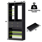 Organizzatore di Armadio Autoportante con Cassetti, Scarpiera e Asta Appendiabiti – Rovere Beige / Nero / Grigio / Bianco