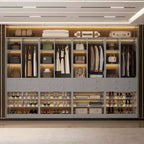 Organizzatore di Armadio Autoportante con Cassetti, Scarpiera e Asta Appendiabiti – Rovere Beige / Nero / Grigio / Bianco