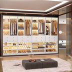 Organizzatore di Armadio Autoportante con Cassetti, Scarpiera e Asta Appendiabiti – Rovere Beige / Nero / Grigio / Bianco