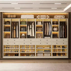 Organizzatore di Armadio Autoportante con Cassetti, Scarpiera e Asta Appendiabiti – Rovere Beige / Nero / Grigio / Bianco