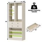 Organizzatore di Armadio Autoportante con Cassetti, Scarpiera e Asta Appendiabiti – Rovere Beige / Nero / Grigio / Bianco