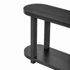 Consolle stretta con ripiano inferiore, nero / naturale / blu navy, montaggio da 1 persona, 160 cm L