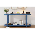Consolle stretta con ripiano inferiore, nero / naturale / blu navy, montaggio da 1 persona, 160 cm L