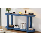Consolle stretta con ripiano inferiore, nero / naturale / blu navy, montaggio da 1 persona, 160 cm L