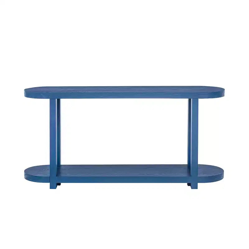 Consolle stretta con ripiano inferiore, nero / naturale / blu navy, montaggio da 1 persona, 160 cm L