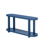 Consolle stretta con ripiano inferiore, nero / naturale / blu navy, montaggio da 1 persona, 160 cm L