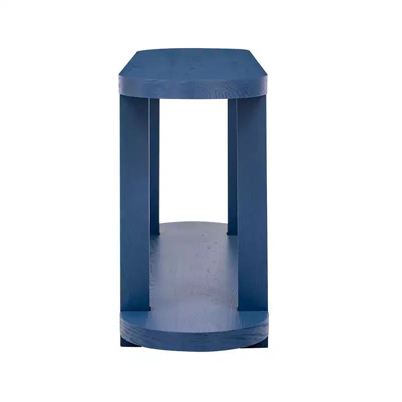 Consolle stretta con ripiano inferiore, nero / naturale / blu navy, montaggio da 1 persona, 160 cm L