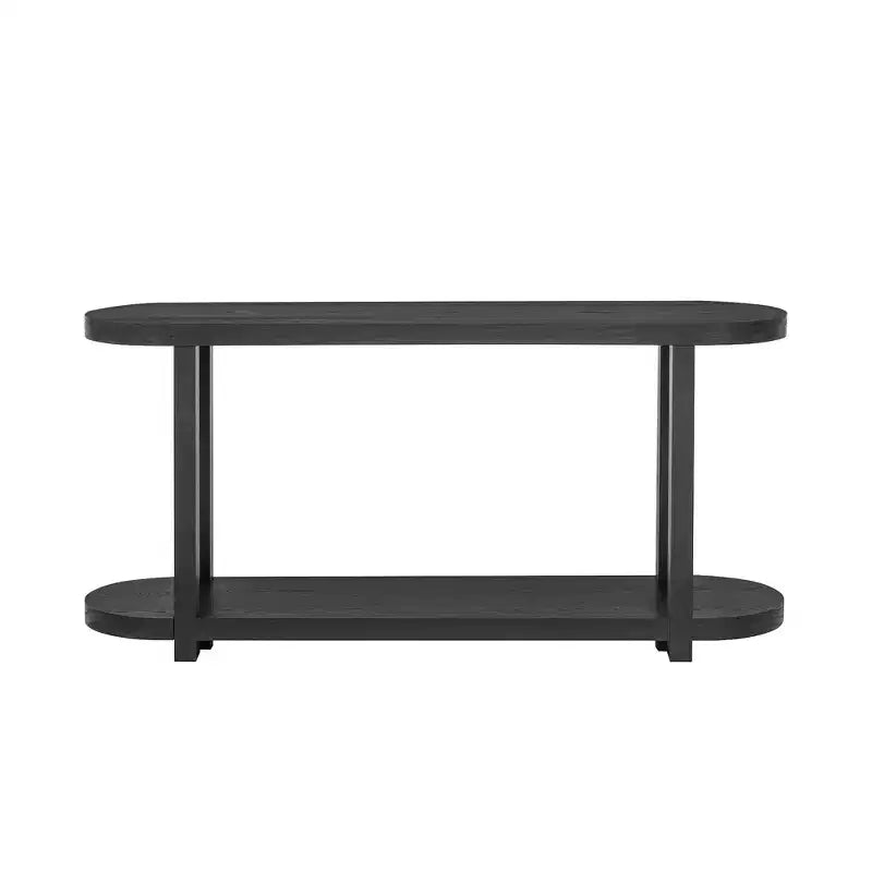 Consolle stretta con ripiano inferiore, nero / naturale / blu navy, montaggio da 1 persona, 160 cm L