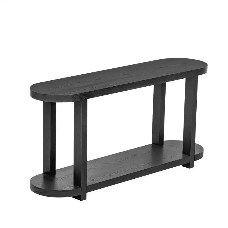 Consolle stretta con ripiano inferiore, nero / naturale / blu navy, montaggio da 1 persona, 160 cm L