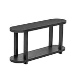 Consolle stretta con ripiano inferiore, nero / naturale / blu navy, montaggio da 1 persona, 160 cm L