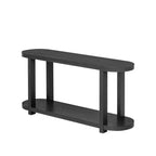 Consolle stretta con ripiano inferiore, nero / naturale / blu navy, montaggio da 1 persona, 160 cm L