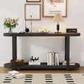Wood Narrow Console Table with Storage, Minimalist Entryway Table with Streamlined Desktop Design for Hallway and Entryway