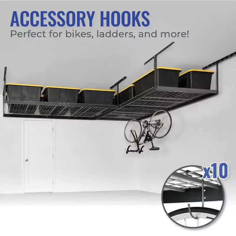 Scaffale portaoggetti da soffitto per garage Hammertone/Bianco 4x8, confezione da 2