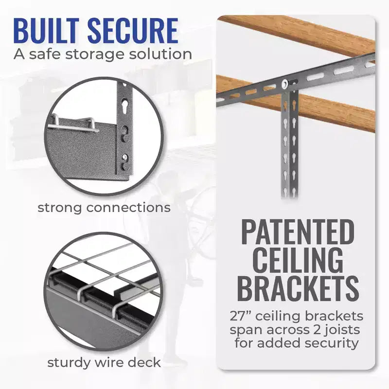 Scaffale portaoggetti da soffitto per garage Hammertone/Bianco 4x8, confezione da 2