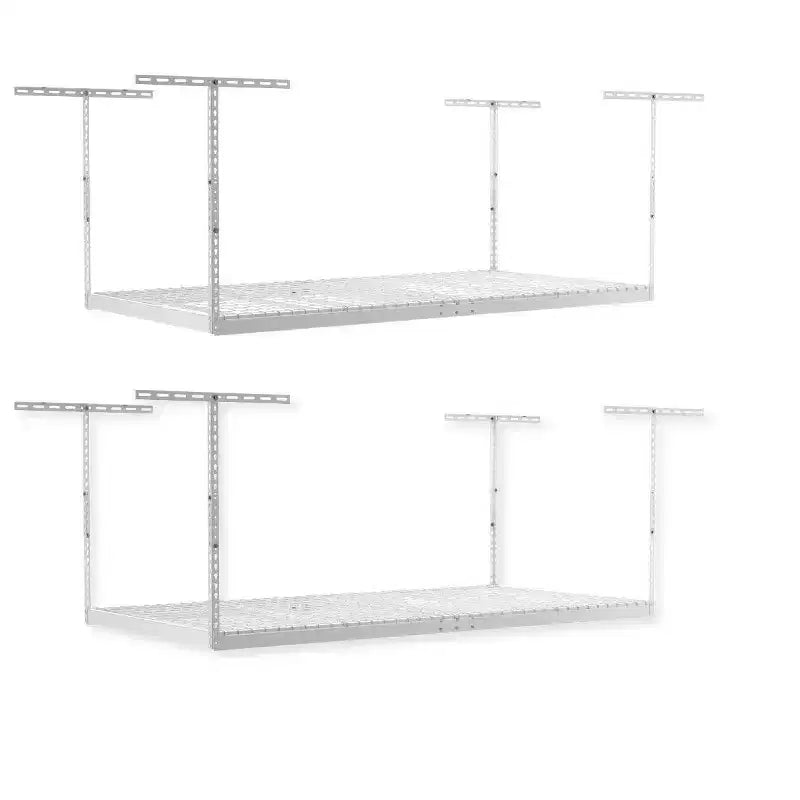 Scaffale portaoggetti da soffitto per garage Hammertone/Bianco 4x8, confezione da 2