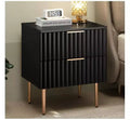 COZONY Modern Fluted Nightstand with Charging Station, 2-Drawer Bedside Table with USB Ports for Bedroom and Apartment