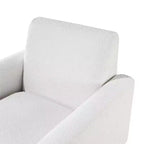 Poltrona d'Appoggio Rivestita in Tessuto Bianco con Gambe in Legno, 1 Posto