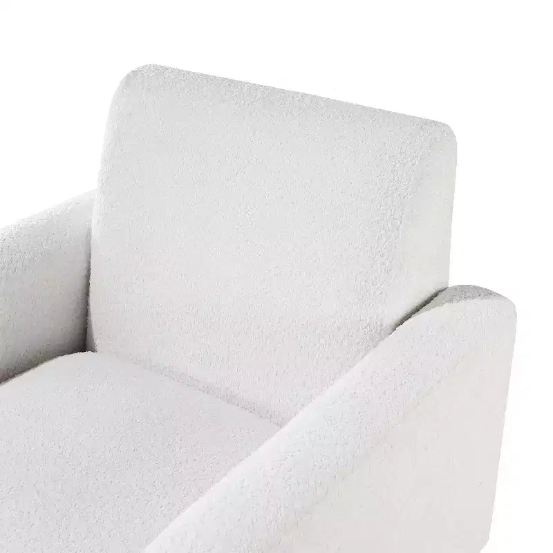 Poltrona d'Appoggio Rivestita in Tessuto Bianco con Gambe in Legno, 1 Posto