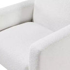 Poltrona d'Appoggio Rivestita in Tessuto Bianco con Gambe in Legno, 1 Posto