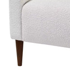 Poltrona d'Appoggio Rivestita in Tessuto Bianco con Gambe in Legno, 1 Posto