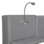 Letto matrimoniale imbottito in lino beige/grigio con luci da lettura, cassetti portaoggetti e letto estraibile, per 2 persone