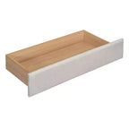 Letto matrimoniale imbottito in lino beige/grigio con luci da lettura, cassetti portaoggetti e letto estraibile, per 2 persone