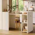 Scrivania Pieghevole in Legno con Libreria e Ruote, 1 Persona, Legno Naturale