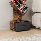 Libreria marrone a forma di albero, a 9 ripiani con cassetto, per 1 persona