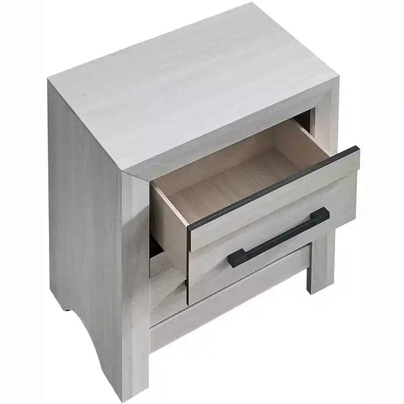 Comodino a 2 cassetti, beige/nero, 61 cm L, 1 persona